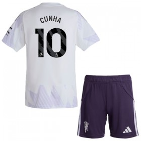 Koszulka Manchester United Cunha 10 Dziecięcy Wyjazdowe 2025-26 Koszulki Piłkarskie Krótki Rękaw